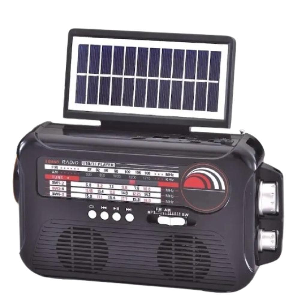 Radio Caixa De Som Placa Solar Bluetooth Lanterna Camping Portatil Emergencia Am Fm Usb Sd Praia Retro Recarregavel Bivo