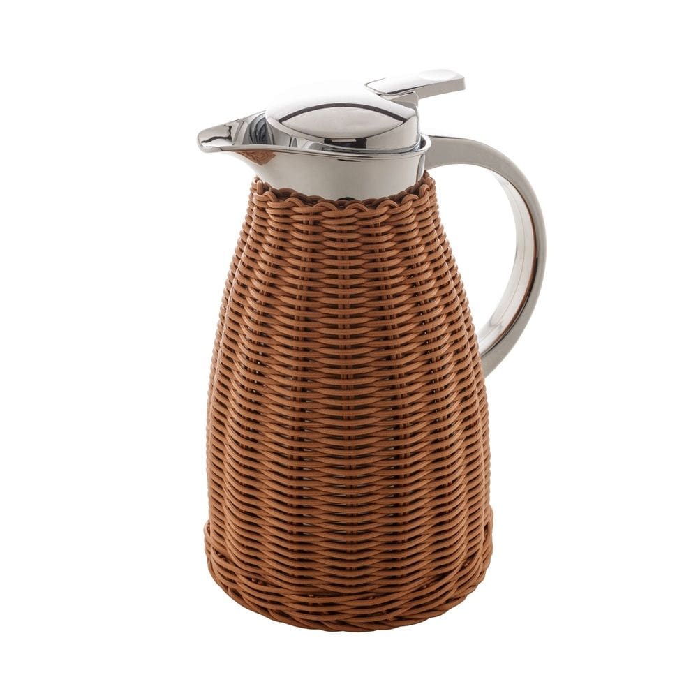 Garrafa Térmica de Aço Inox para Café/Chá C/Revestimento em Plástico Rattan Marrom 1,5 Litros Wolff