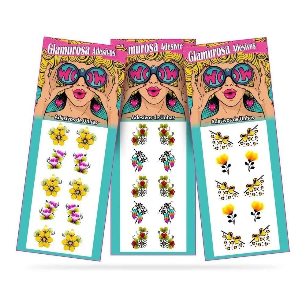 2X 1000 Adesivos De Unha, Pelicula Glamurosa Com Joias, Tota