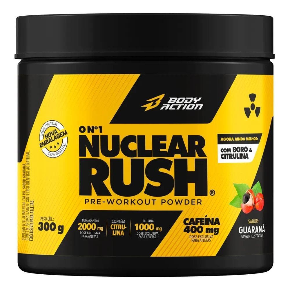 2X Pré Treino 300G Nuclear Rush Cafeína Beta Alanina Bodyact