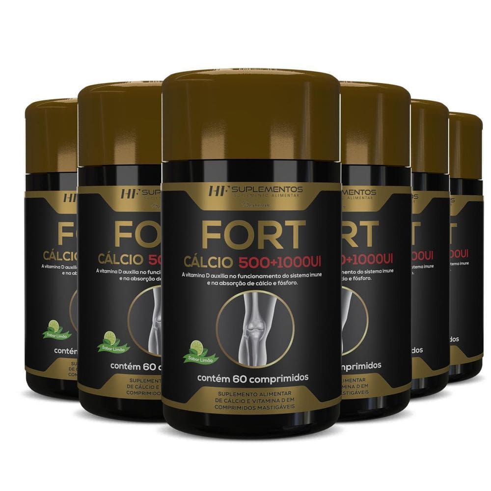 6X Fort Calcio 500+1000Ui Hf Suplementos Premium 60 Comps