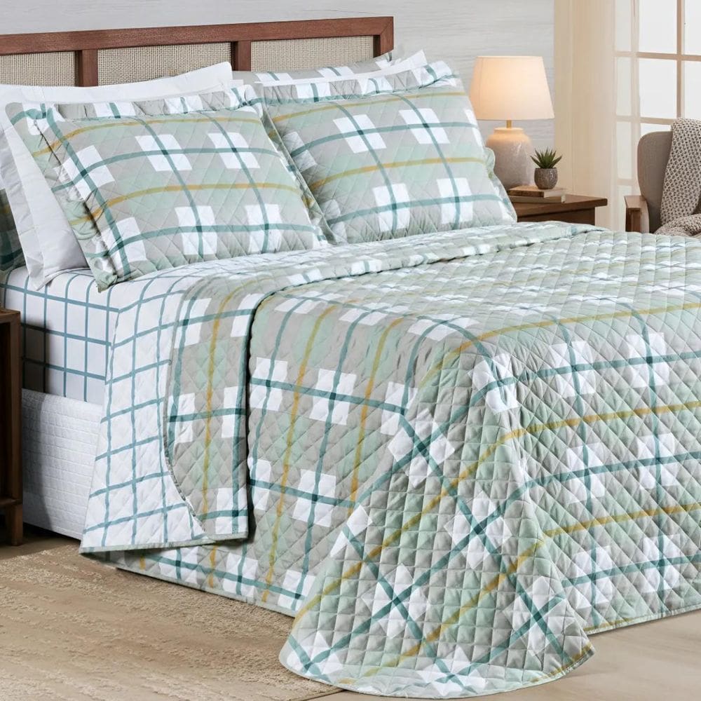 Colcha Queen Size Jasmine Luxo Bordado Elegante Confortável
