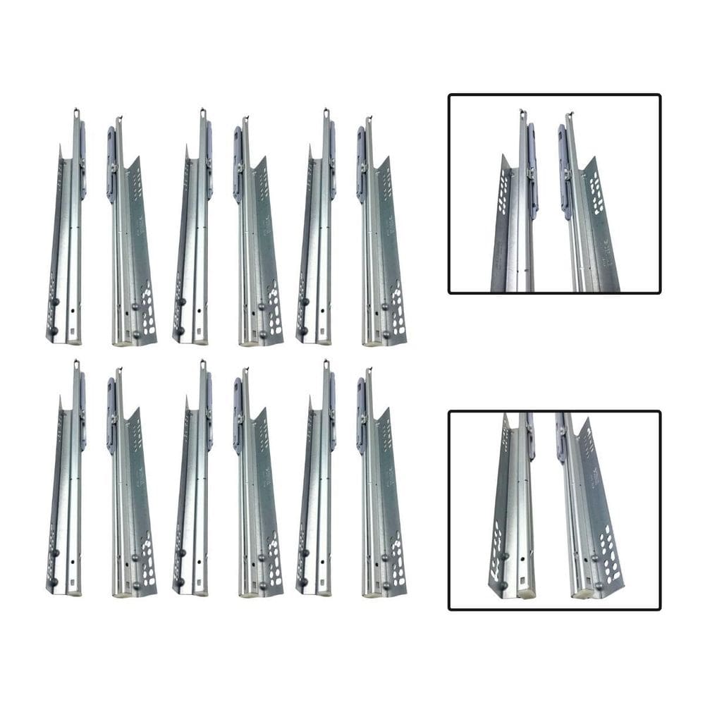 6 Corrediça Telescópica Oculta Invisível Amortecedor 35Cm