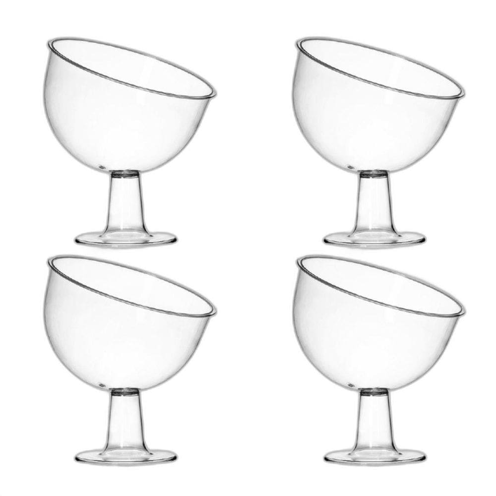 Kit 04 Taça Inclinada Doceira Boca Torta Com Pedestal 1000Ml