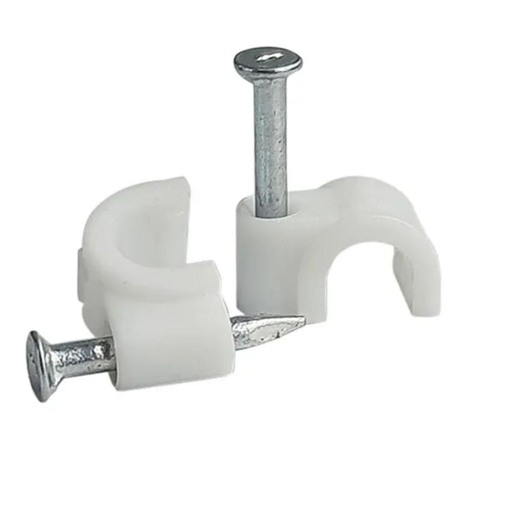 Kit 500 Grampo Fixa Fio Cabo Coaxial Miguelo 5Mm Branco