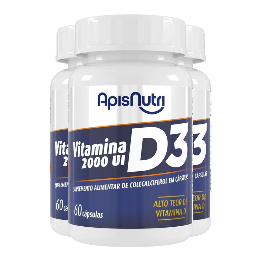 Kit 3 Vitamina D3 2000Ui Apisnutri 60 Cápsulas