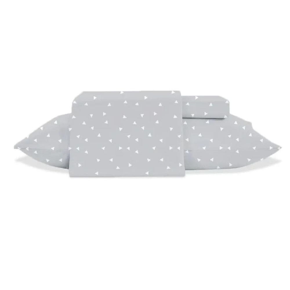 Jogo Cama Queen 4 Pc Toque De Seda Triangulos Jolitex