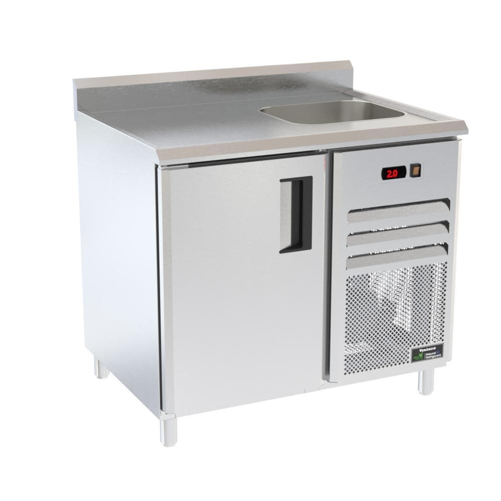 Balcão Refrigerados Venâncio 100cm Linha Prime Inox Borda Espelhada com Cuba 127V PCFRH10-39334