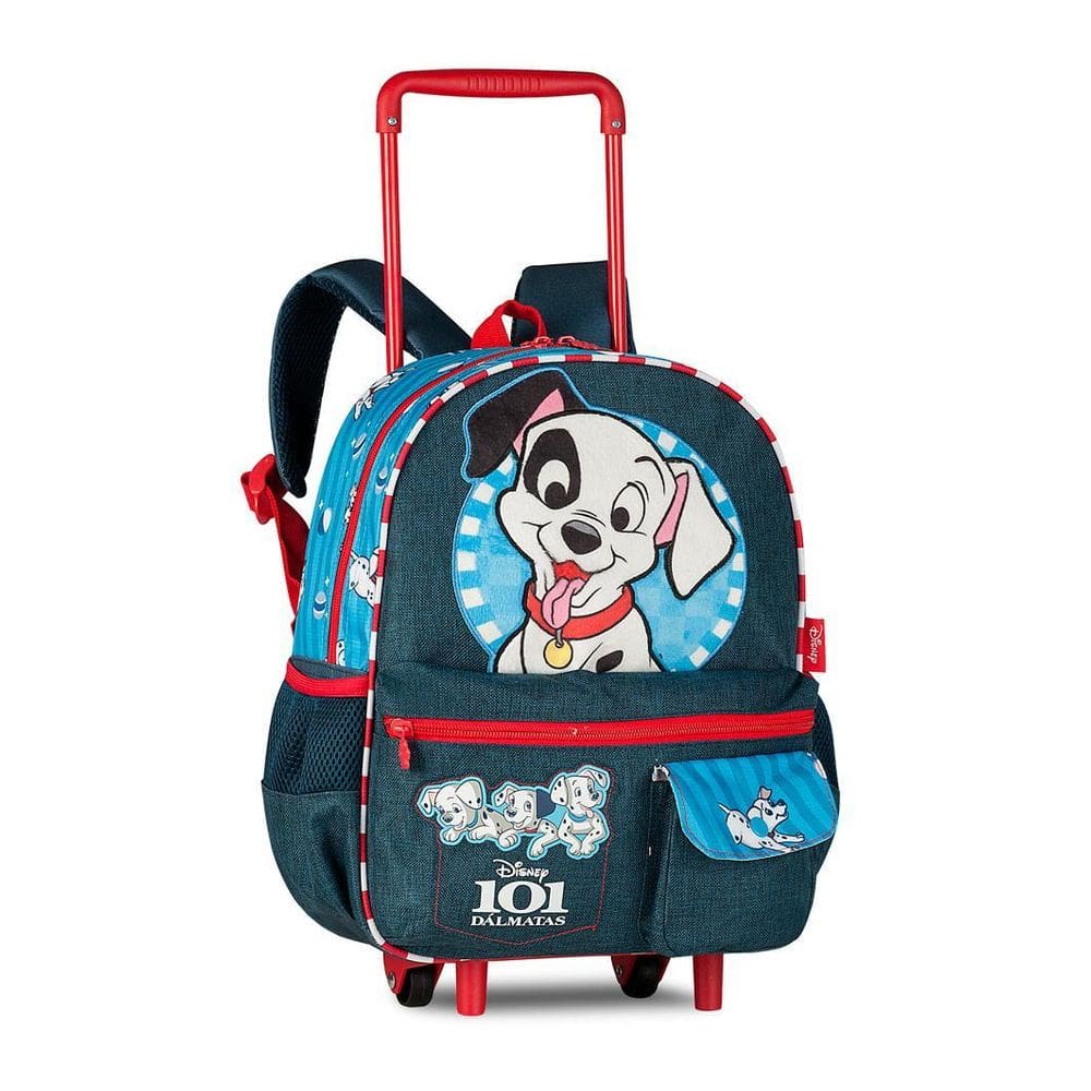 Mochila Carrinho 101 Dálmatas Bolsa Escolar Infantil Rodinha