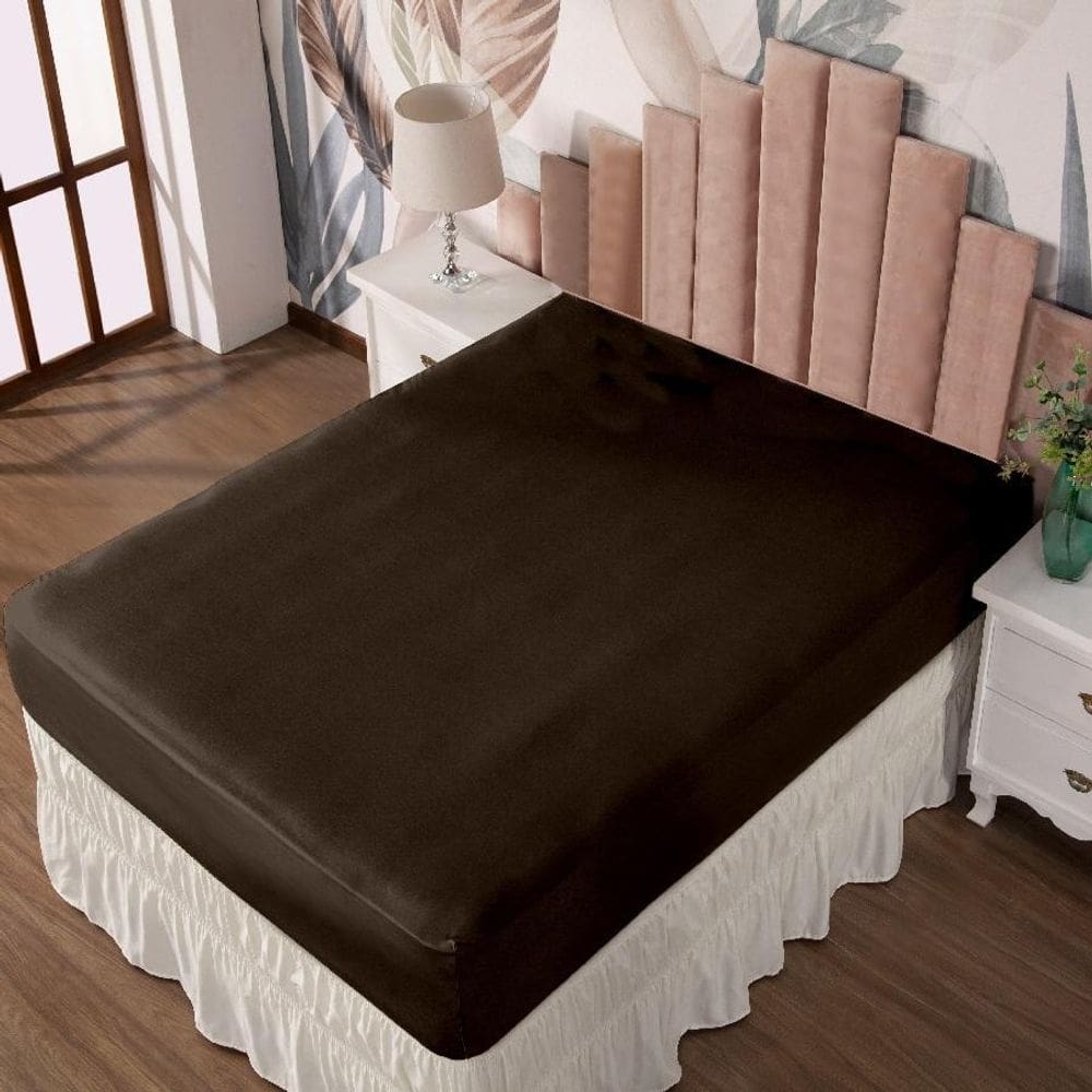 Lençol Casal Com Elástico Prático Malha Lisa 1 Peça