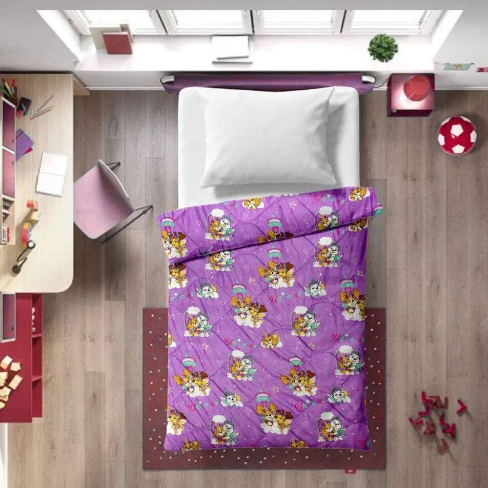 Edredom Dupla Face Microfibra Solteiro Patrulha Canina