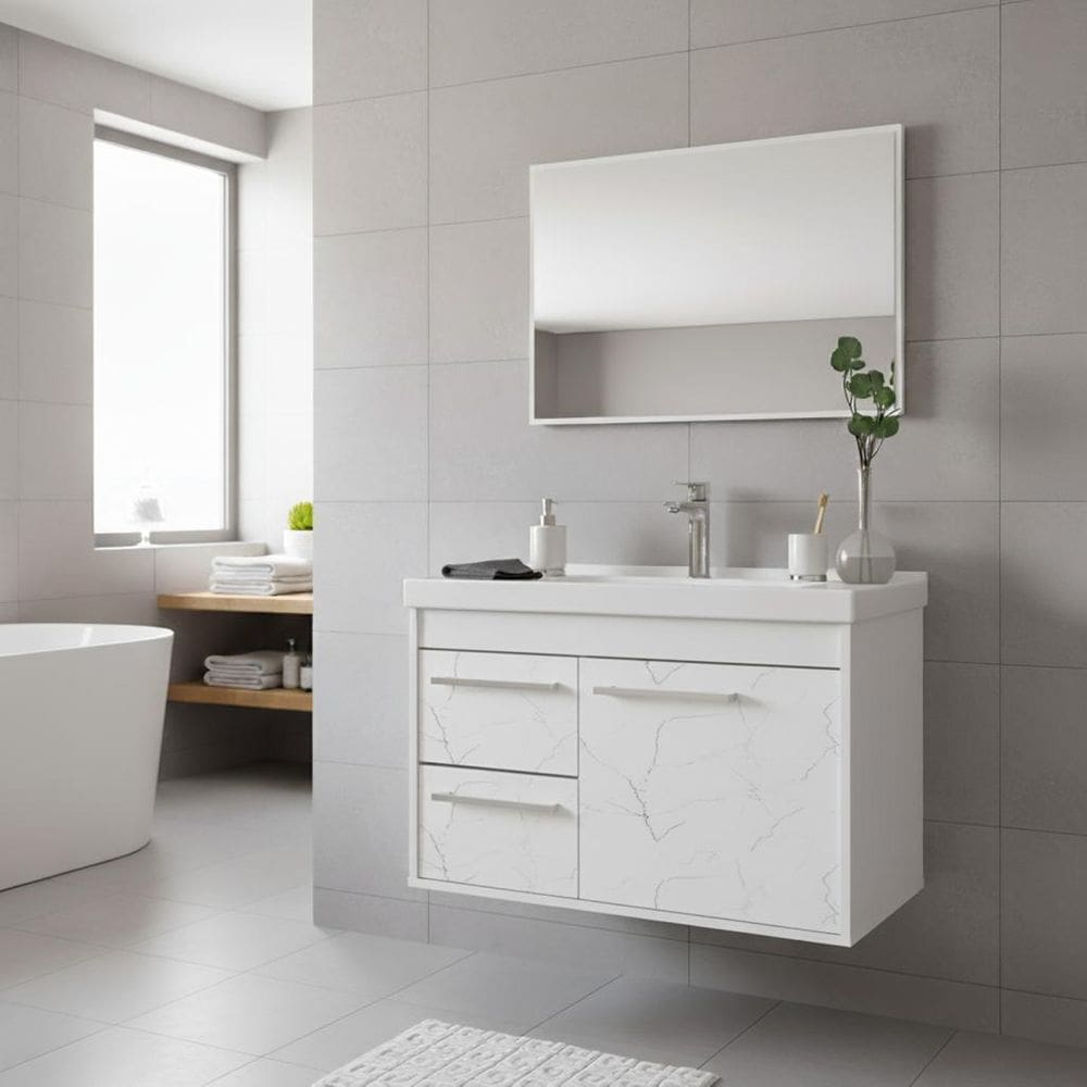 Armário Para Banheiro Mdf + Cuba + Espelho Potenza Branco