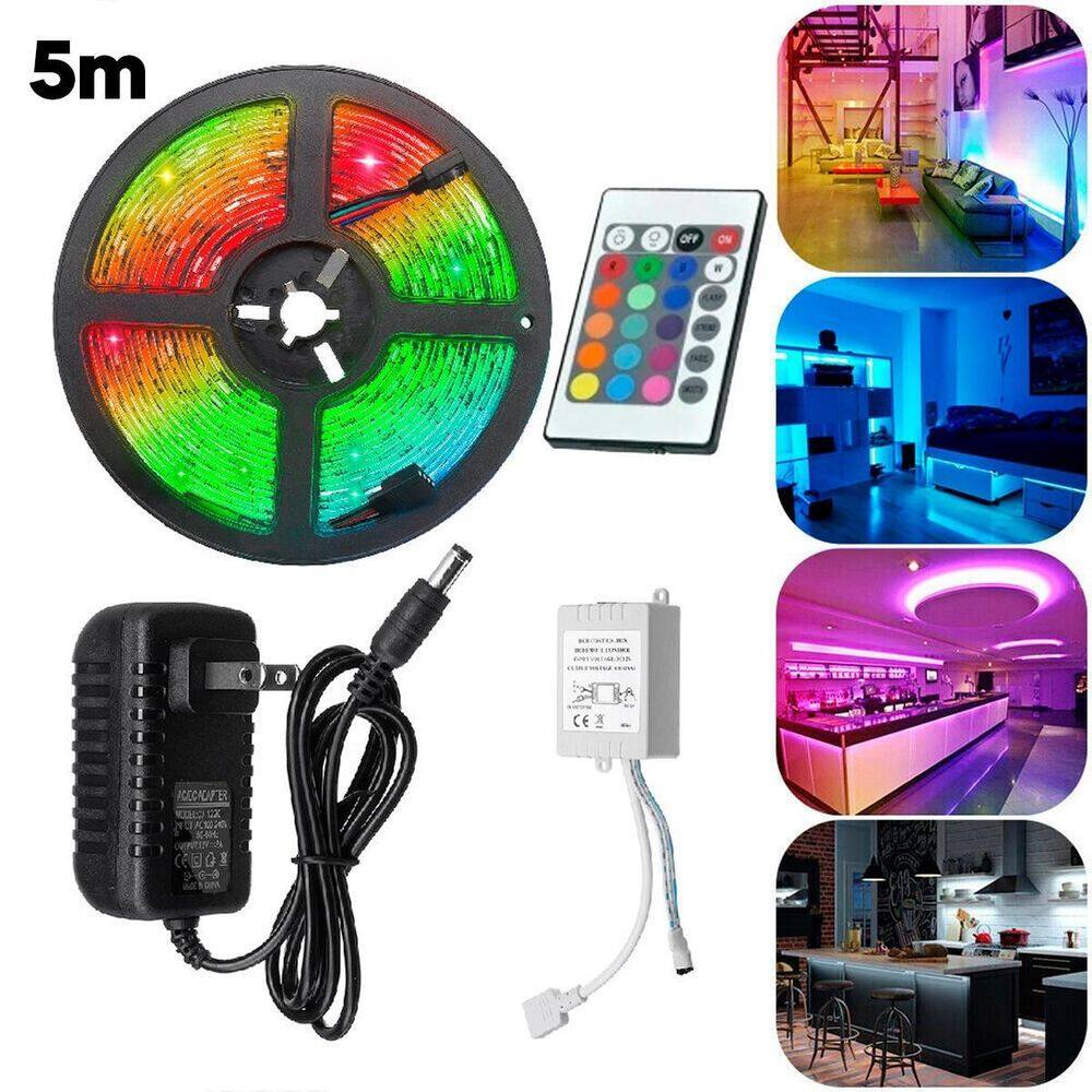 Fita Led Rgb 5M Decoração Brilho Neon Fonte Controlador