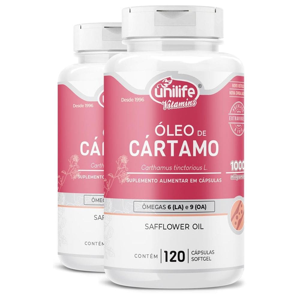 Kit 2 Óleo De Cartamo 1000Mg Com 120 Cápsulas Unilife