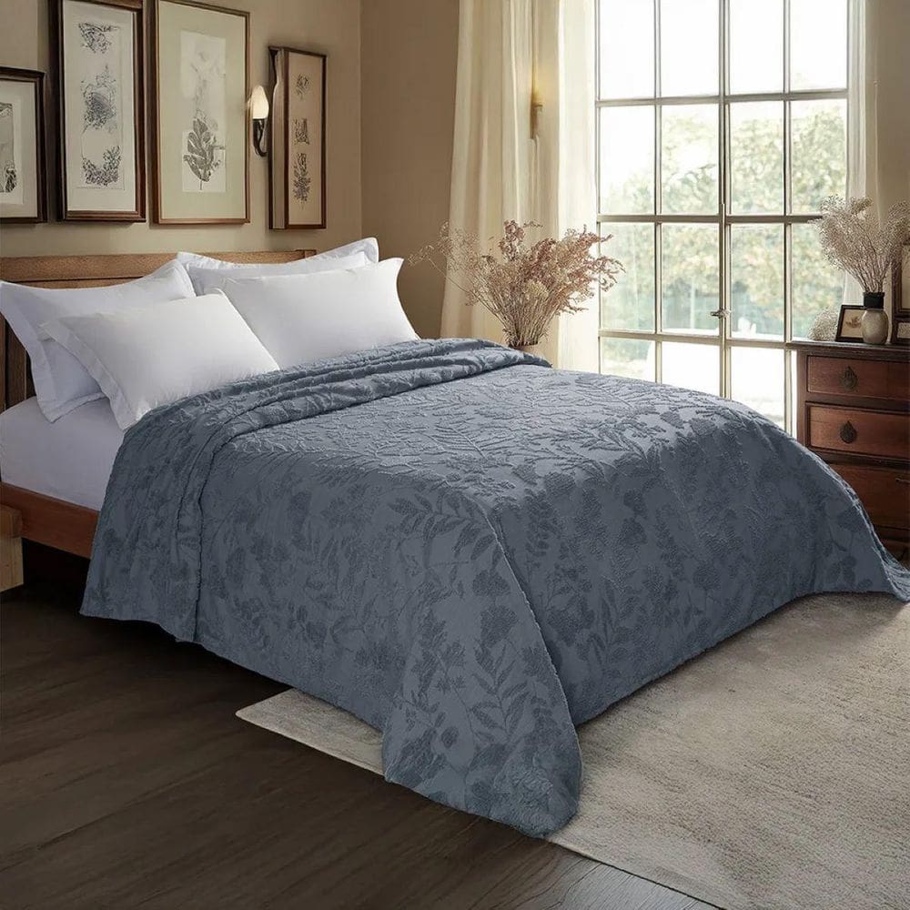 Colcha Solteiro 1,60X2,40M Vintage Classic Azul Jolitex