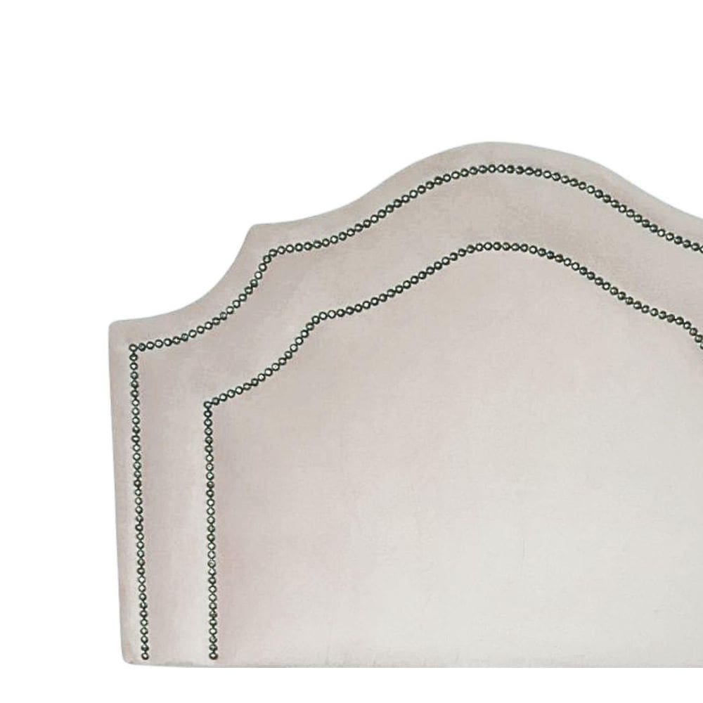 Cabeceira Solteiro Cama Box Luxo Veludo Offwhite Dupla Tacha