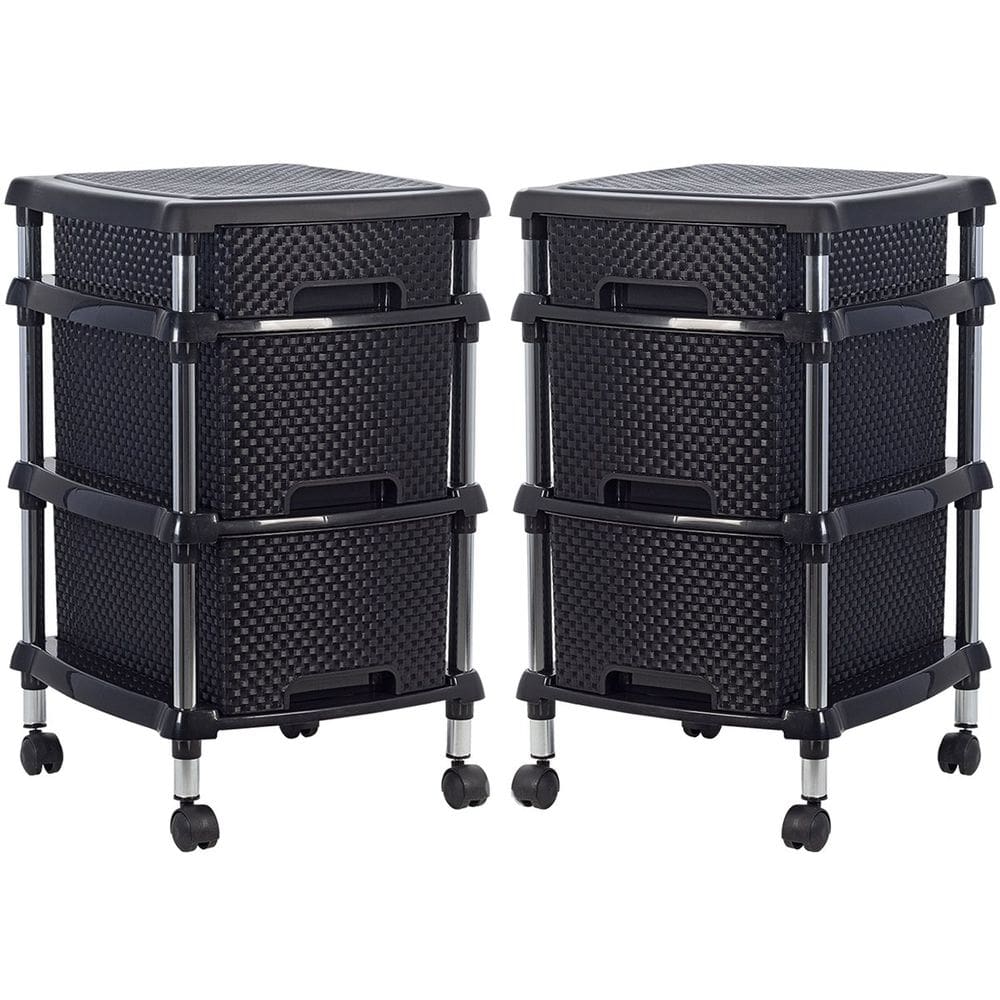 Kit 2 Gaveteiros Organizador 3 Gavetas com Rodízios Nattan