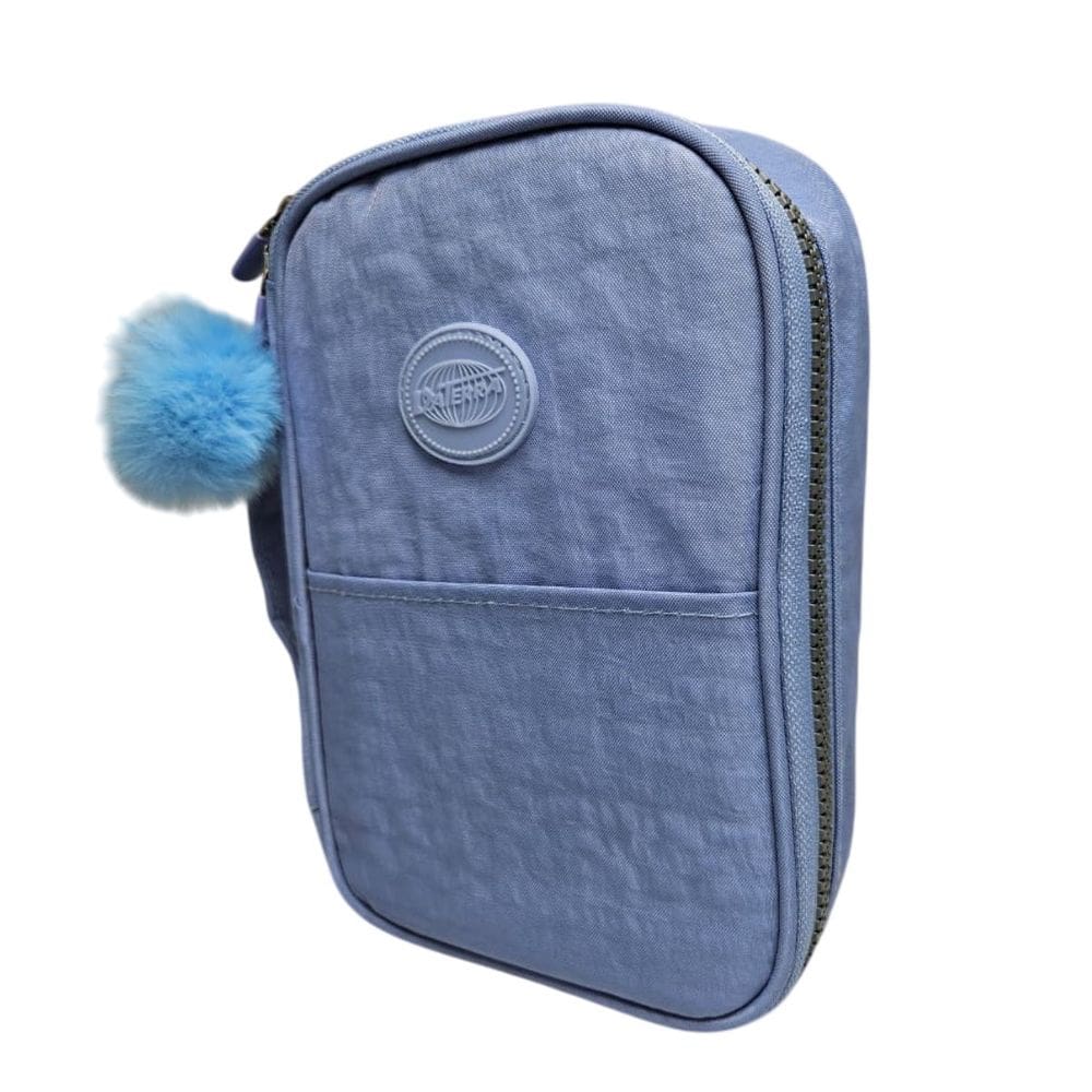 Estojo Escolar Premium e Pompom Organização Completa Caneta Lápis Maquiagem Volta as Aulas Tendência