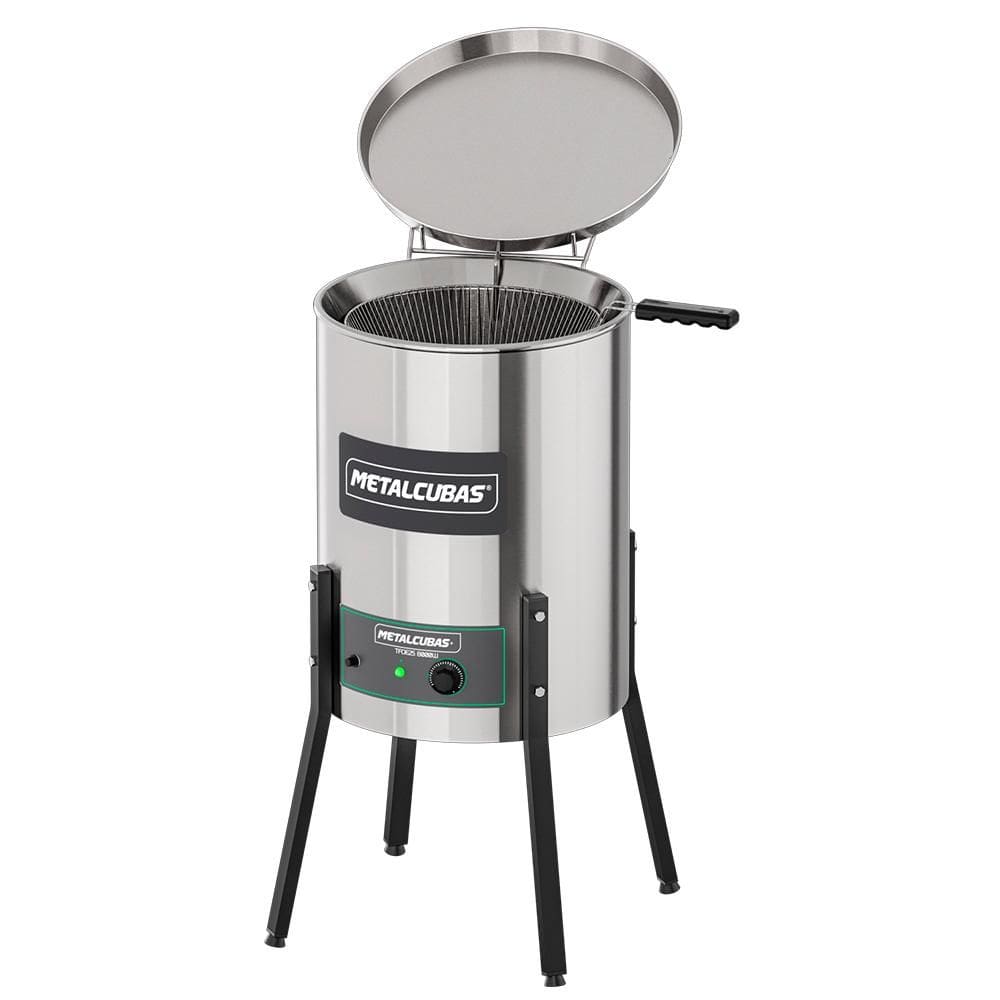 Fritadeira Tacho Elétrica Zona Fria de Óleo Metalcubas 25 Litros 220V 8000W Cesto Grande TFOE25CG