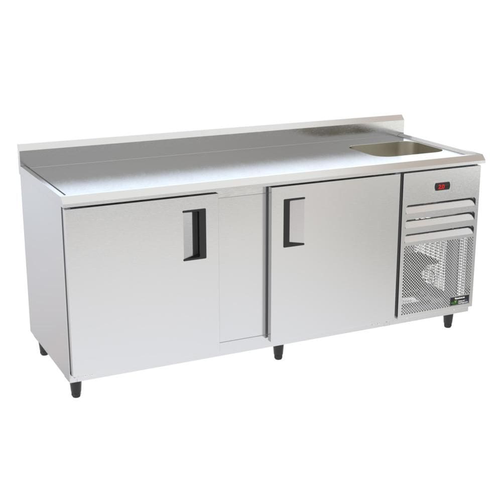 Balcão Refrigerados Venâncio 200cm Exterior Inox Interior Aluzinco Borda Espelhada com Cuba 127V VCFRH20-39380