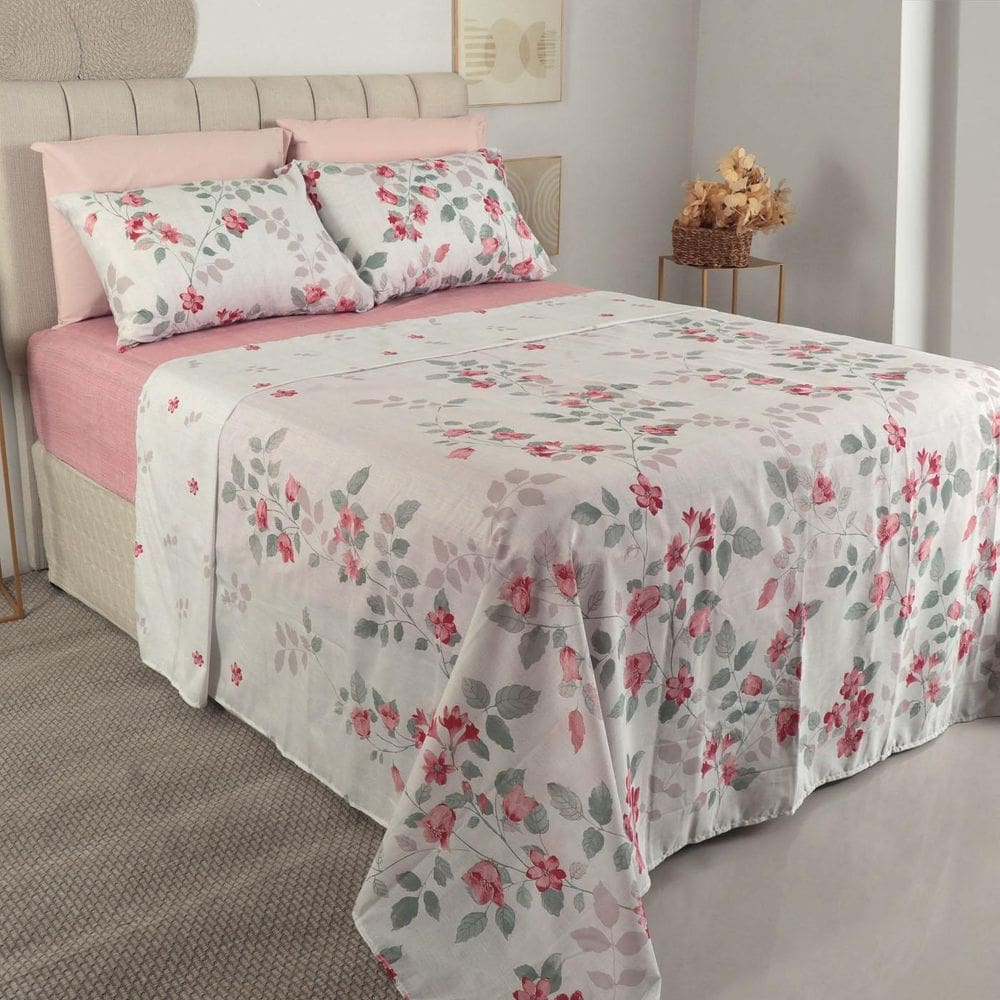 Jogo De Cama Solteiro Duplo 3 Peças 140 Fios Realce Premium