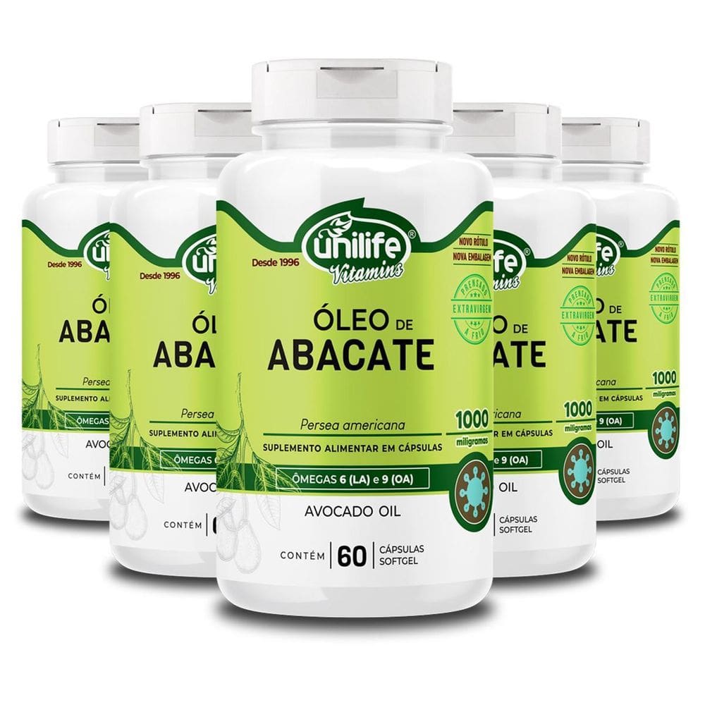 Kit 5 Óleo De Abacate Unilife 60 Cápsulas