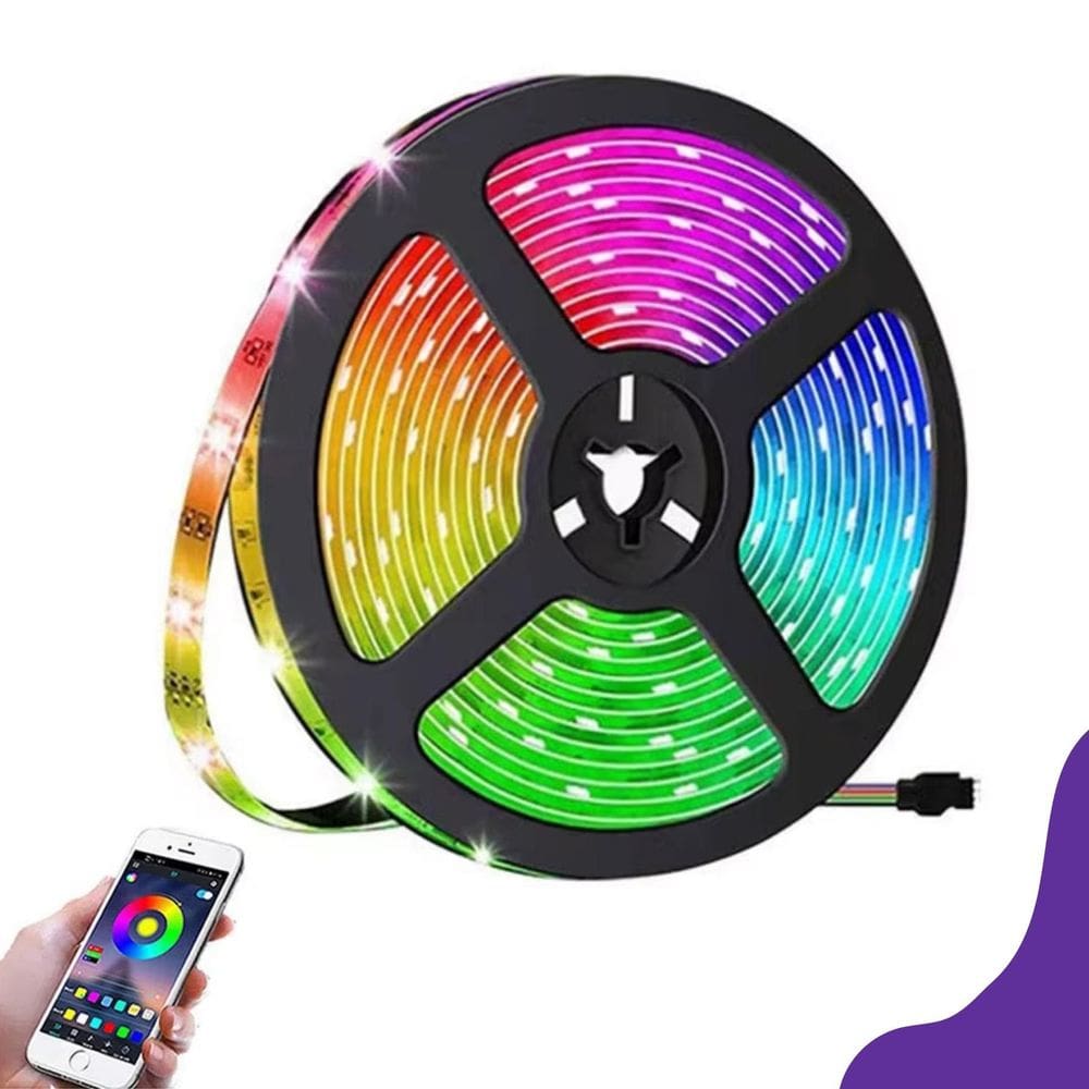 Fita Rgb Led Dupla Face Decoração Quarto 5M Luz Brilho Colorida