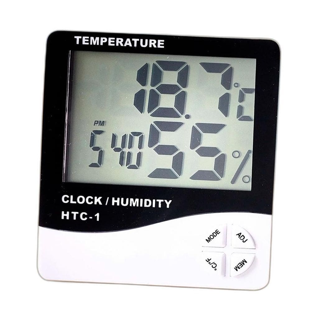 Higrômetro Digital Com Relógio Termômetro E Umidade