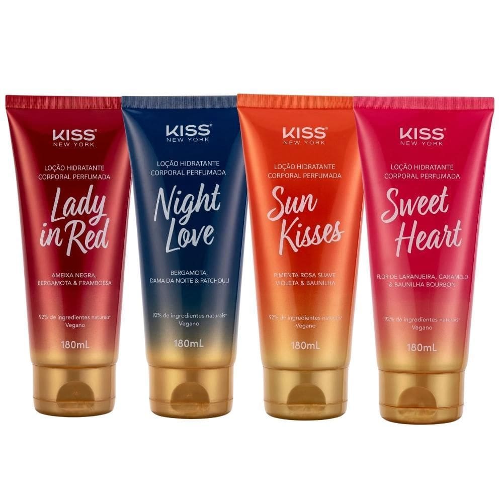 Kit Loção Corporal Hidratante Kiss New York - 4 Fragrâncias