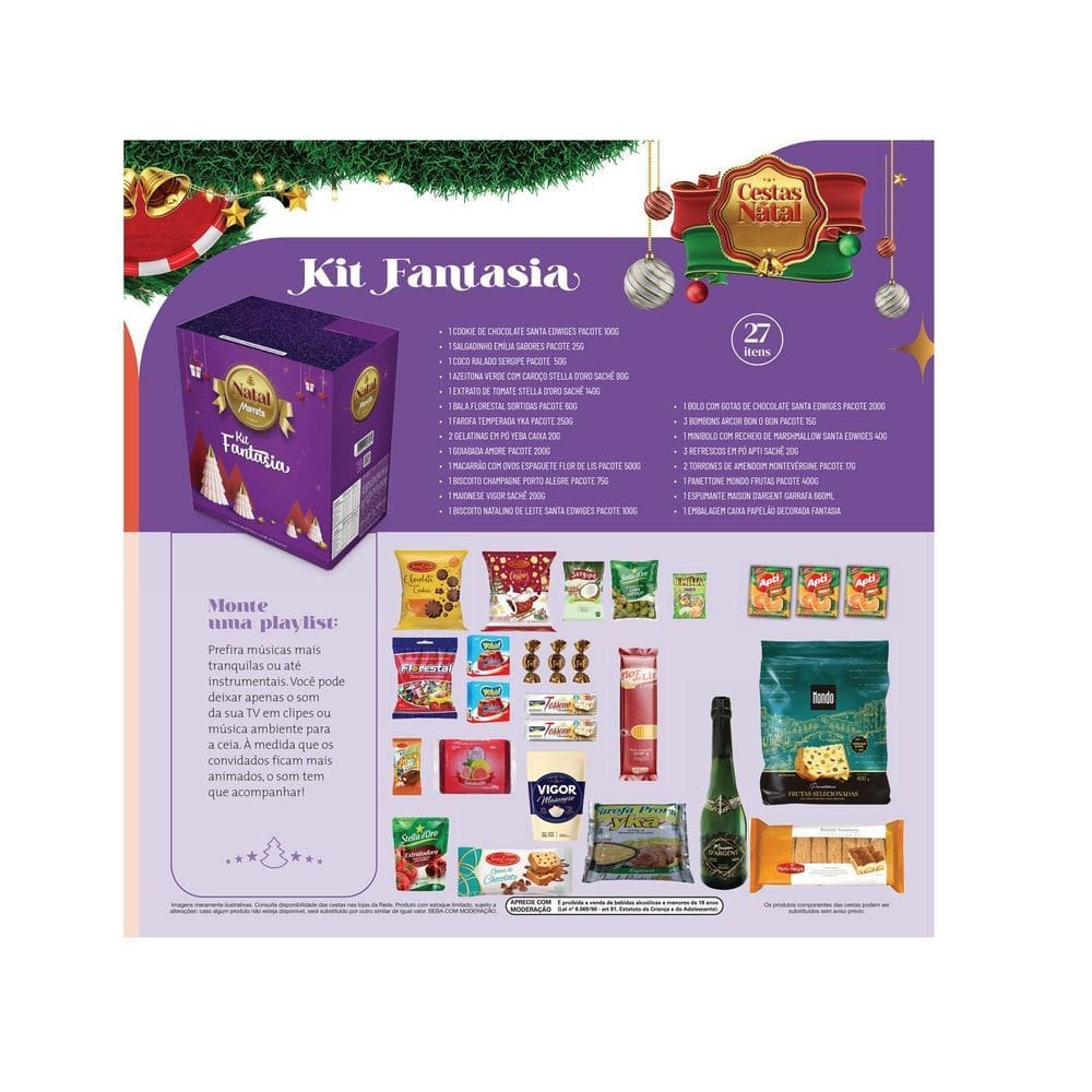 Cesta De Natal Fantasia 27 Itens