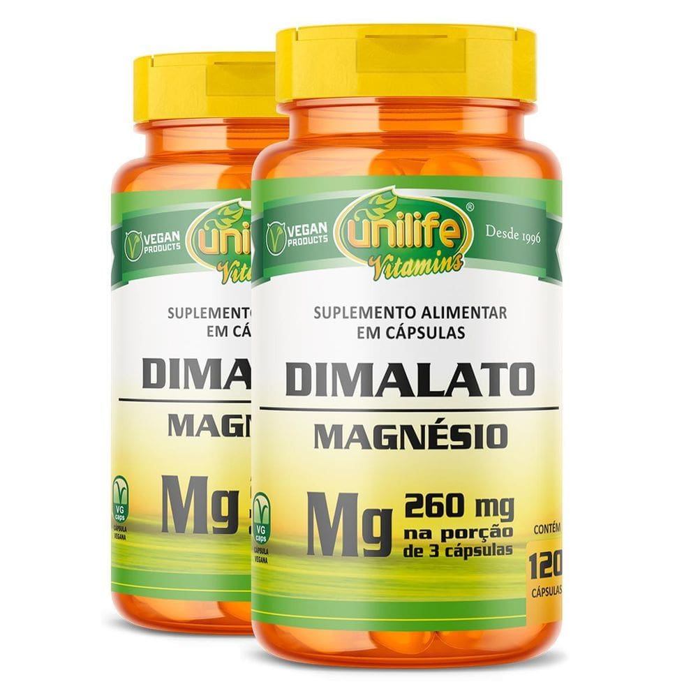 Kit 2 Magnésio Dimalato Unilife 120 Cápsulas