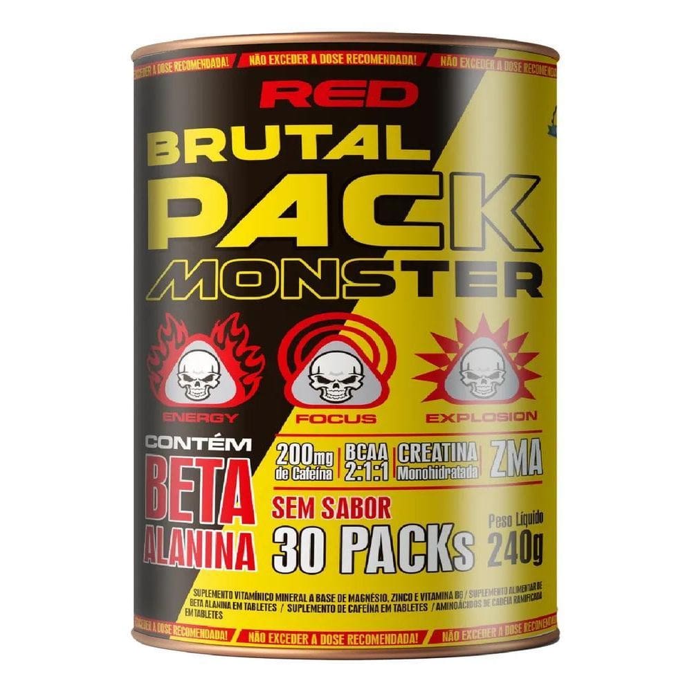 2X Brutal Pack Pré Treino 30 Tabletes Sem Sabor Red Series