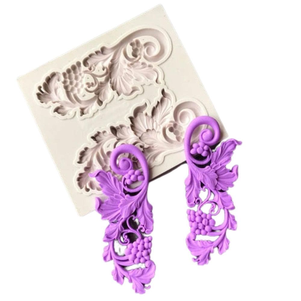 Molde Silicone Enfeite Cacho Uva Parreira Fondant Biscuit