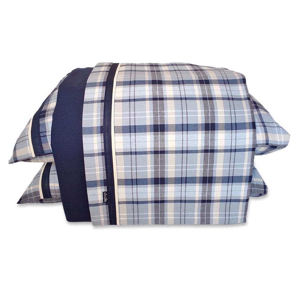 Jogo De Lençol Vivain Flanela Casal Safira 4 Peças