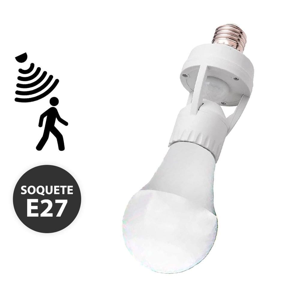 Bocal Sensor Presença Fotocélula Soquete E27 Para Lâmpada