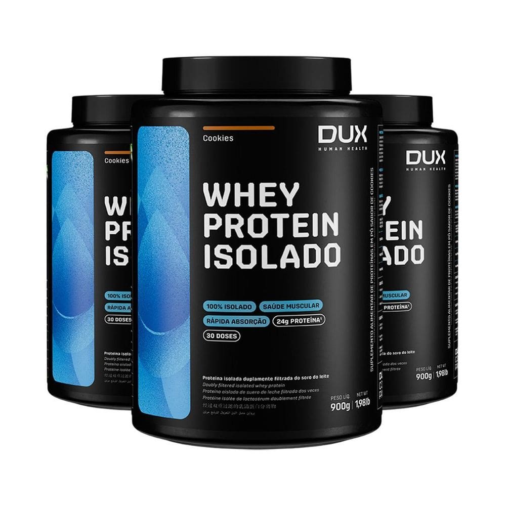 Kit 3 Whey Protein Isolado Dux Cookies 900G