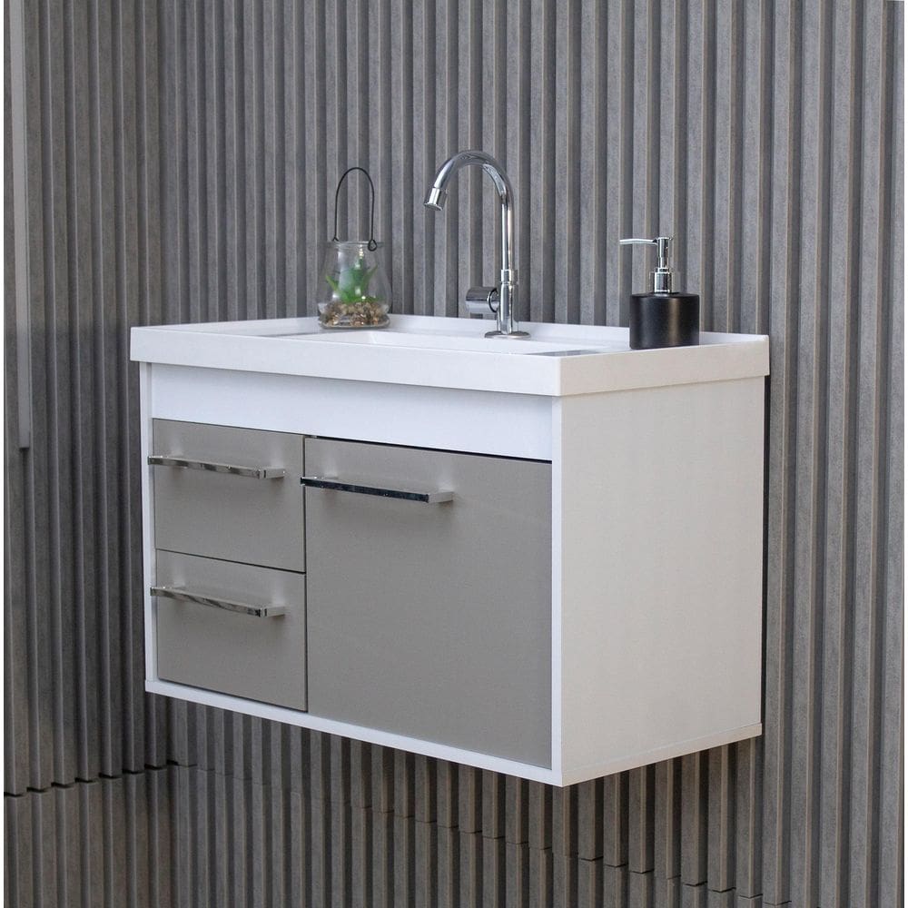 Armário Para Banheiro Mdf + Cuba + Espelho Potenza Gianduia