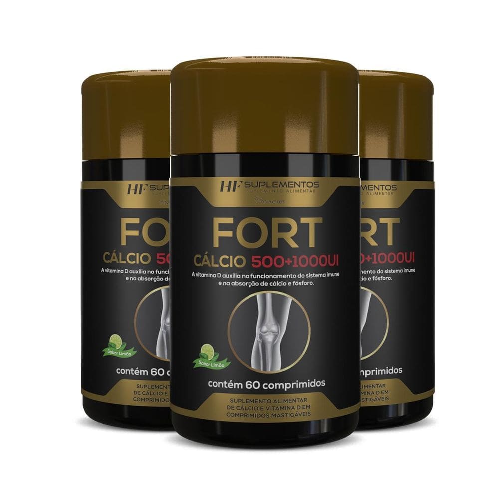 3X Fort Calcio 500+1000Ui Hf Suplementos Premium 60 Comps