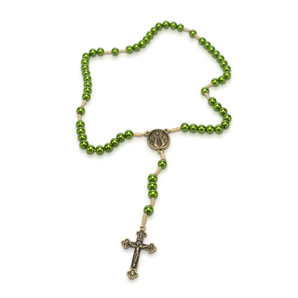 Terço Nossa Senhora Aparecida Verde Perola 10Mm