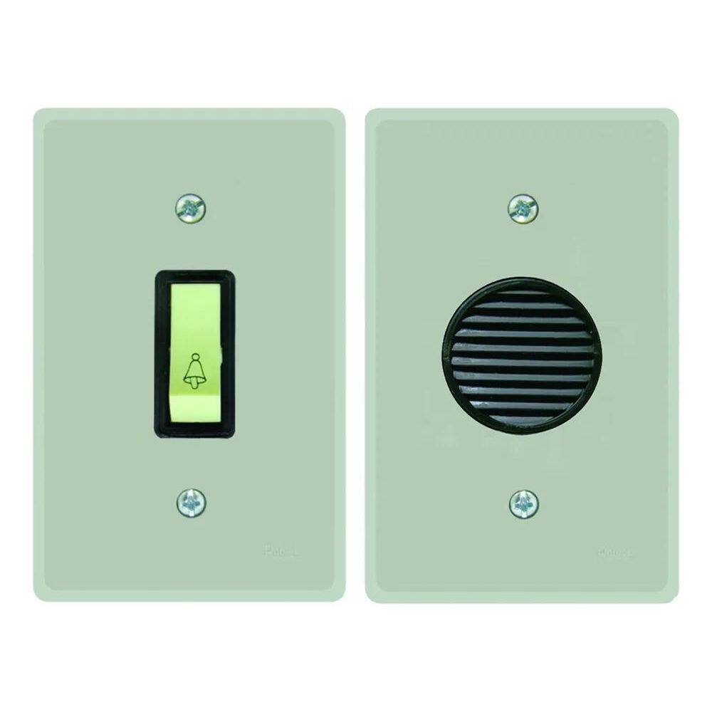 2X Campainha Cigarra + 1 Tecla Campainha Linha Prata Radial