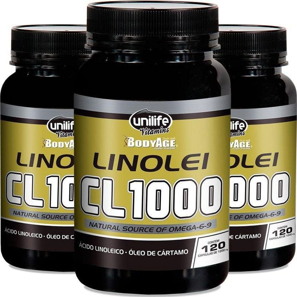 Kit 3 Linolei Cl 1000 Óleo De Cártamo Unilife 120 Cápsulas