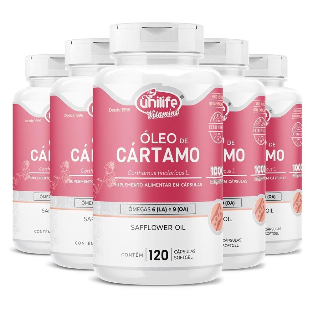 Kit 5 Óleo De Cartamo 1000Mg Com 120 Cápsulas Unilife