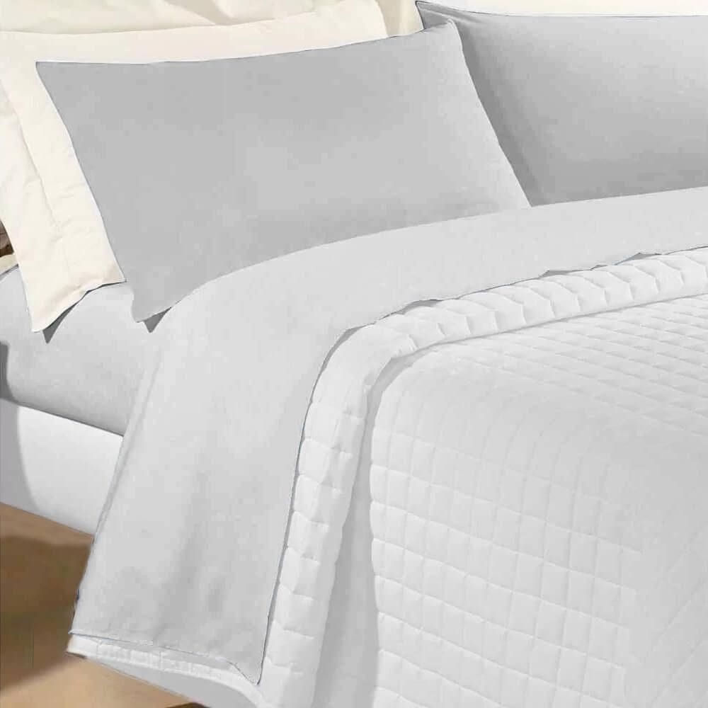 Jogo Cama Casal 180 Fios 100% Algodão Premier Andreza Cinza