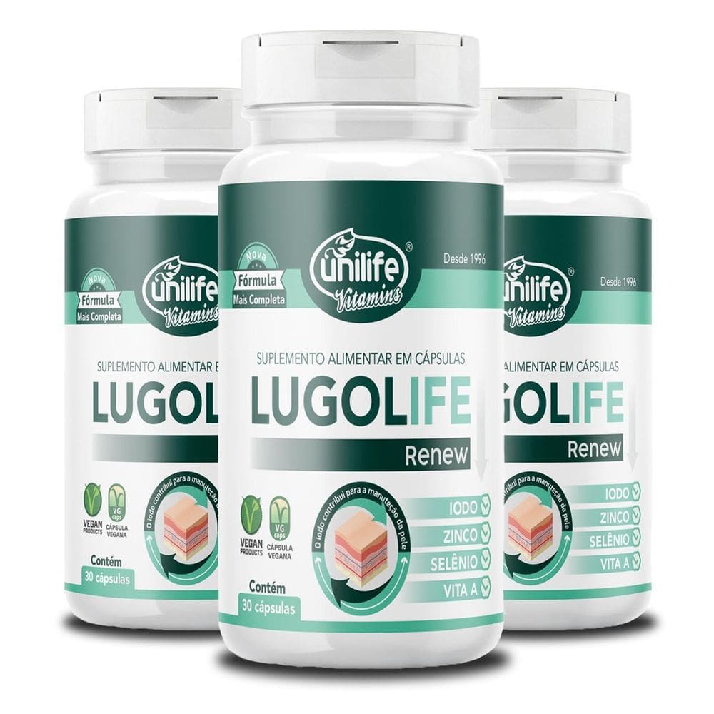 Kit 3 Lugolife Renew Unilife 30 Cápsulas
