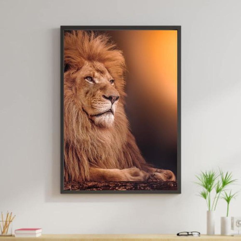 Quadro Decorativo Leão Fotografia 34x23Cm