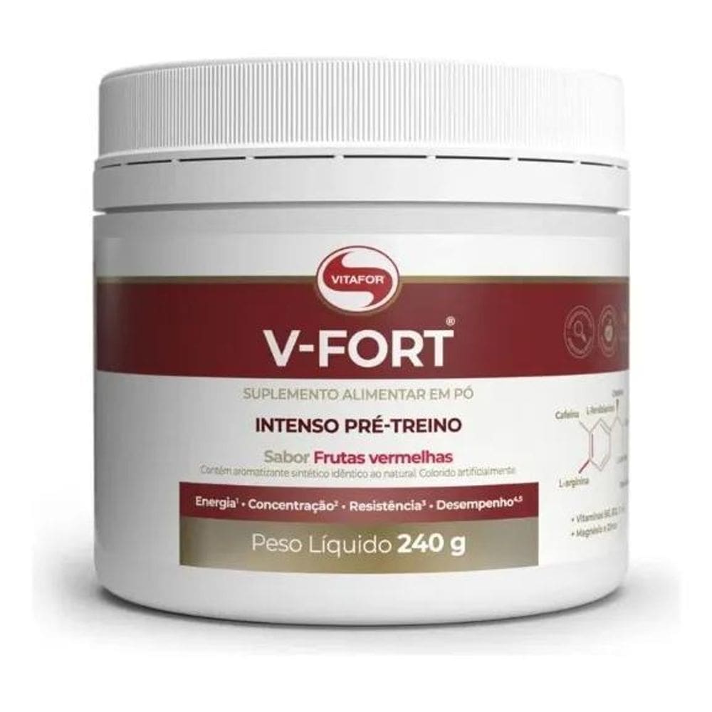 2X Suplemento V-Fort Pré-Treino Frutas Vermelhas 240G Vitafo