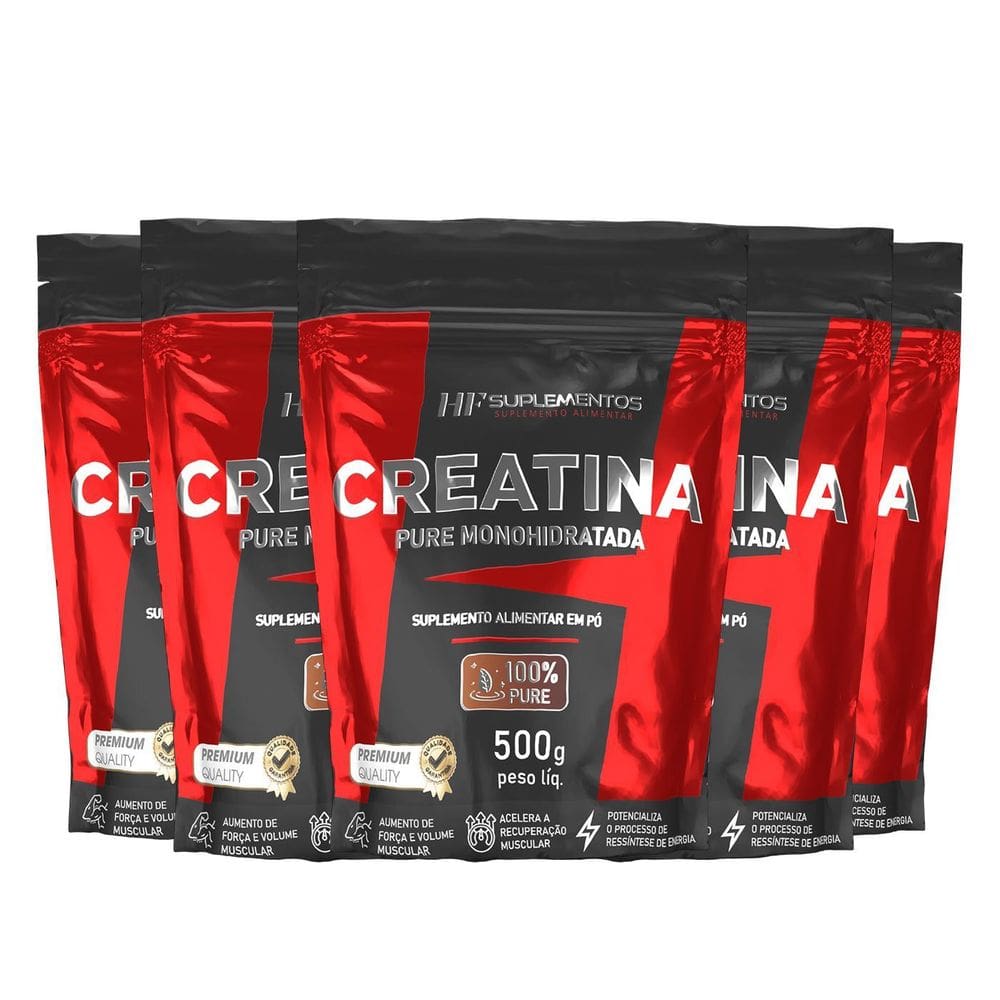 Creatina Monohidratada 500G Kit 05 Unidades Hf Suplementos