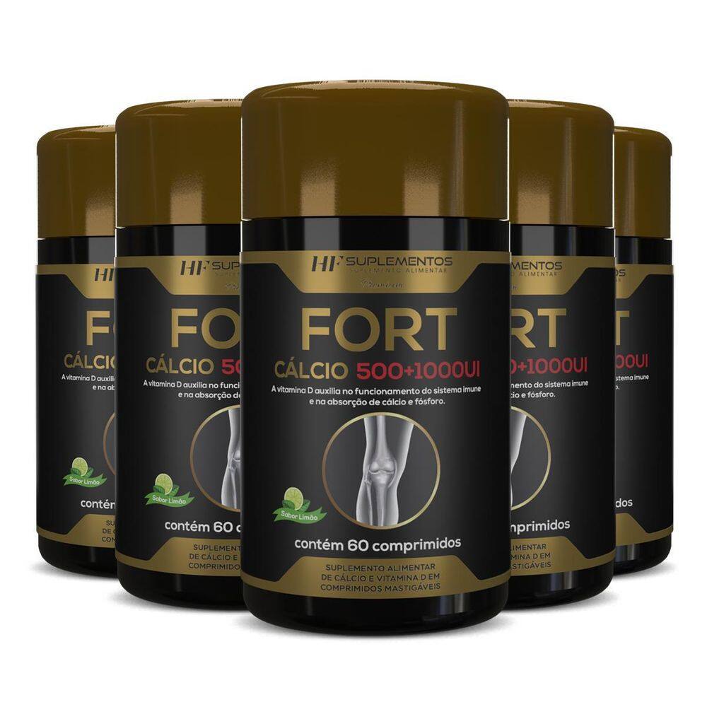 5X Fort Calcio 500+1000Ui Hf Suplementos Premium 60 Comps