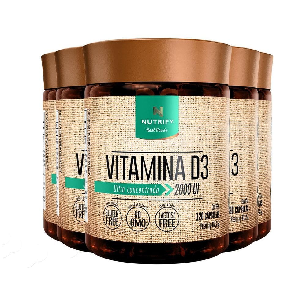 Kit 5 Vitamina D3 2000 Ui Nutrify 120 Cápsulas