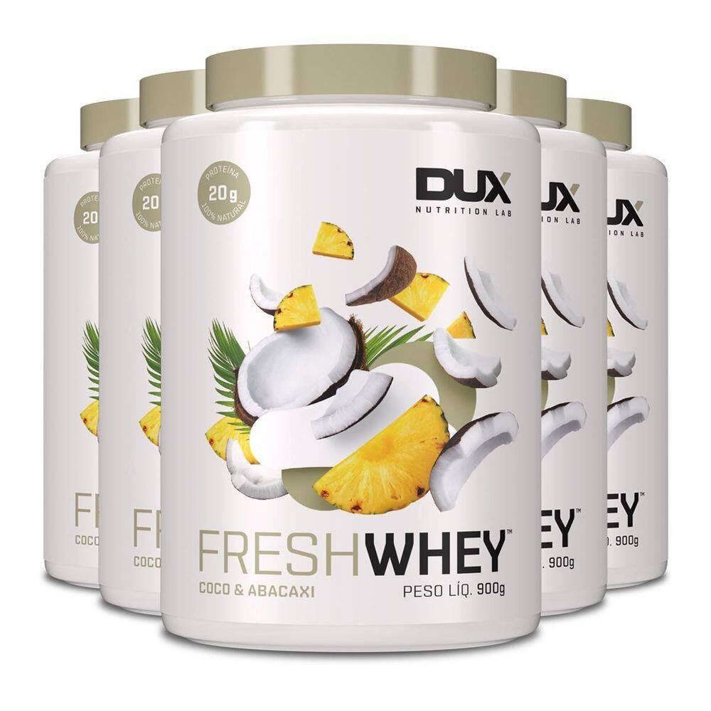 Kit 5 Whey Protein Fresh Dux Abacaxi E Coco 900G